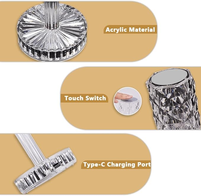 Rose Diamond Lamp with 16 Colors - Touch & Remote Control