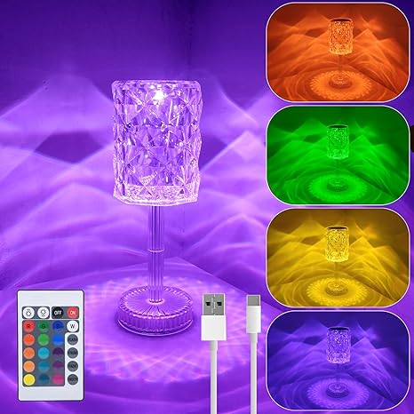 Rose Diamond Lamp with 16 Colors - Touch & Remote Control