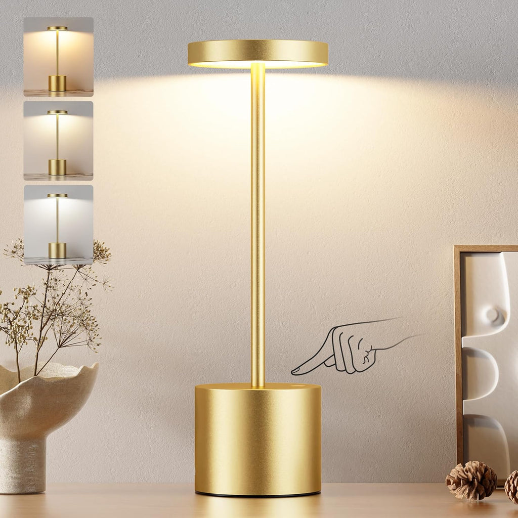 Wireless Table Lamp - Touch Lamp with 3 Light Modes